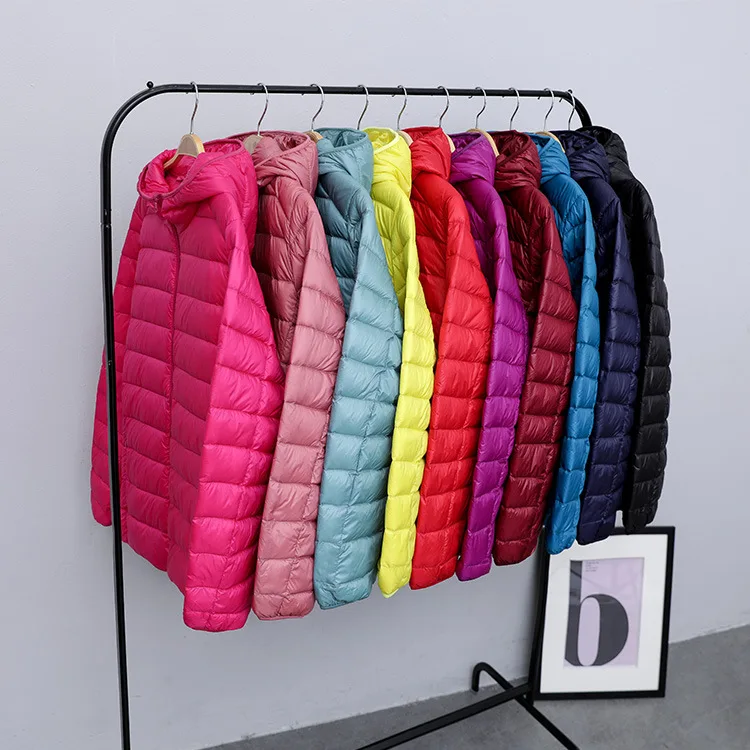 Women Ultra Thin White Duck Down Jacket Winter Loose Size Warm Hooded Parkas Loose Female Light Coat Casual Windproof Outerwar