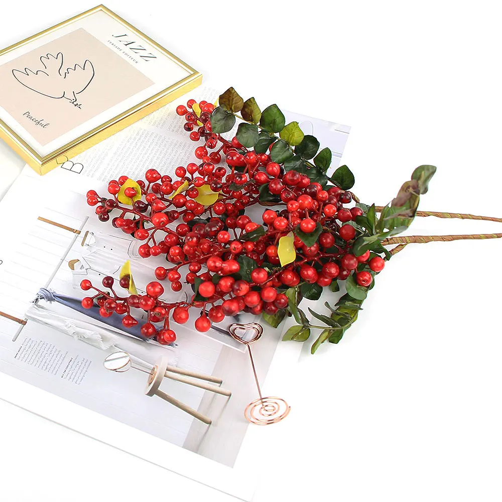 berries twig artificial berry red holly berries Christmas picks Thanksgiving decor fall floral picks1 (5)