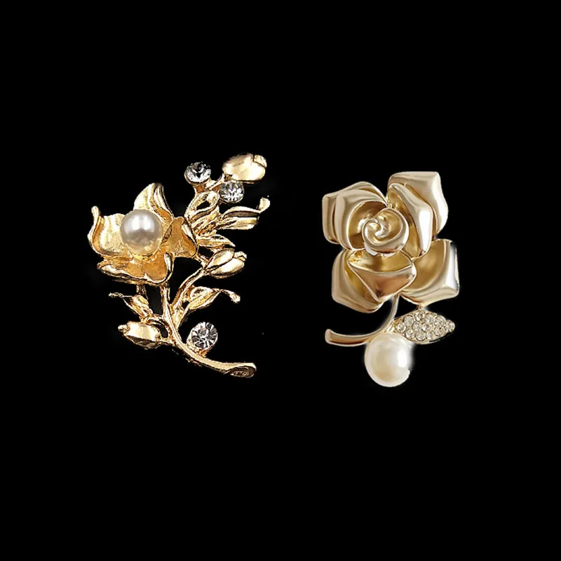 

2019New 30Pcs Gold Flower pearl alloy branches button for DIY Wedding Bridal headdress jewelry accessories HZ553-HZ554