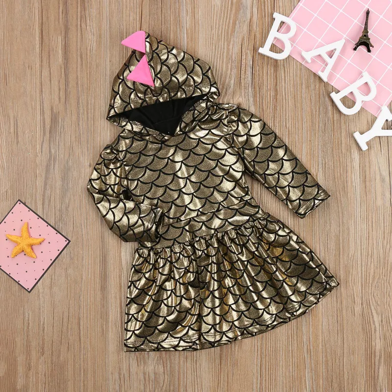 Pudcoco/платье с капюшоном для маленьких девочек на Хеллоуин и Рождество с рисунком динозавра; мини-платья для девочек; детская одежда для девочек