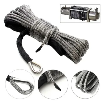

1pc Winch Rope 15m Gray ATV UTV High Strength Synthetic Capstan Line Cable Tow Cord With Sheath Light Weight Universal Durable