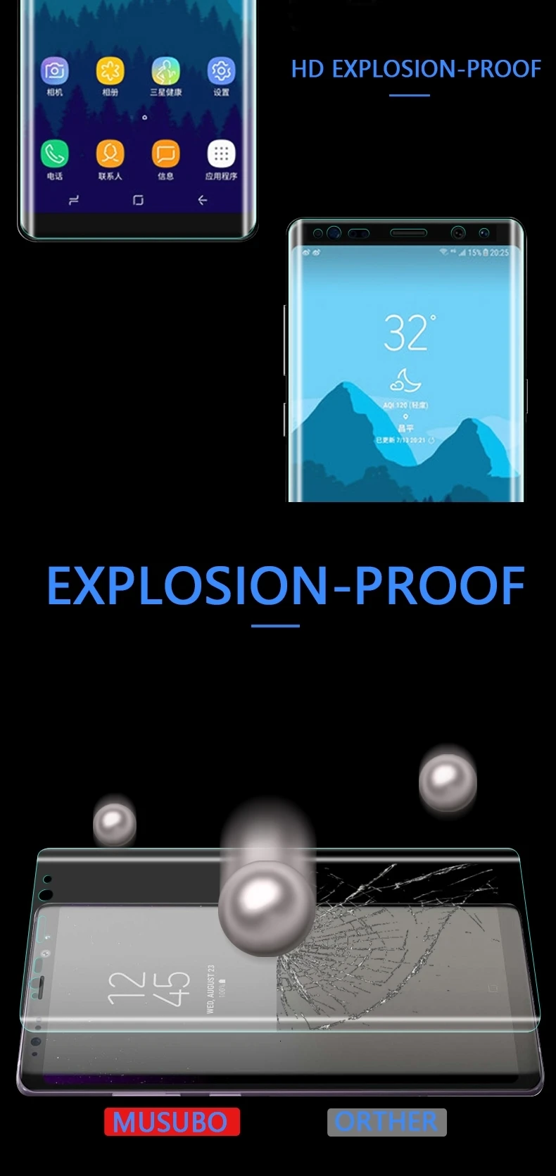 Musubo полноразмерная стеклянная пленка для samsung Galaxy S9+ S8 Plus S10+ S10E мягкая защитная пленка для экрана для samsung Note 10 10+ Note 9 Note 8