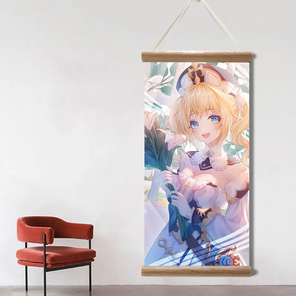 Genshin Impact Poster Barbara Ganyu Xiao Sexy Anime Picture Wall Canvas Posters Art Game Scroll Paintings for Living Room Decor