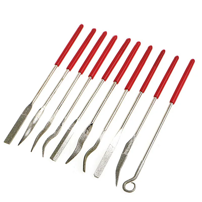 10Pcs Diamond Coated Mini Riffler Files Set Bent Curved Needle Files for Jewelers Ceramic Glass Metal Wood Carving Craft Tools (3)