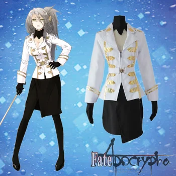 

Anime Fate/Apocrypha Celenike Icecolle Yggdmillennia Cool White Uniform Women Coaplay Costume Coat Skirt Necklace Golves