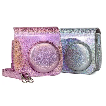 

Fujifilm Instax Mini 9 Mini 8 Instant Film Camera Case Holographic Crystal Glitter Laser Shoulder Strap Bag Protector Cover Case