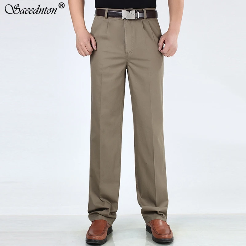 

Plus Size 30-54 New High Quality Cotton Men Pants Straight Spring Summer Long Male Classic Business Casual Full Length Trousers