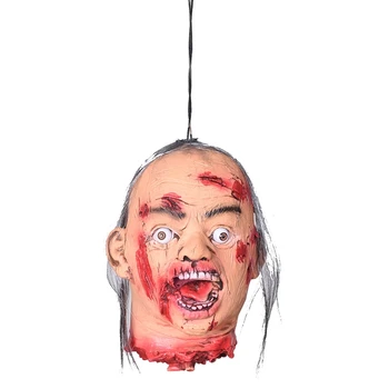 

Halloween Hanging Ghost Bars Haunted House Venue Decoration Decor Horror Disgusting Whole Toy Latex Broken Head