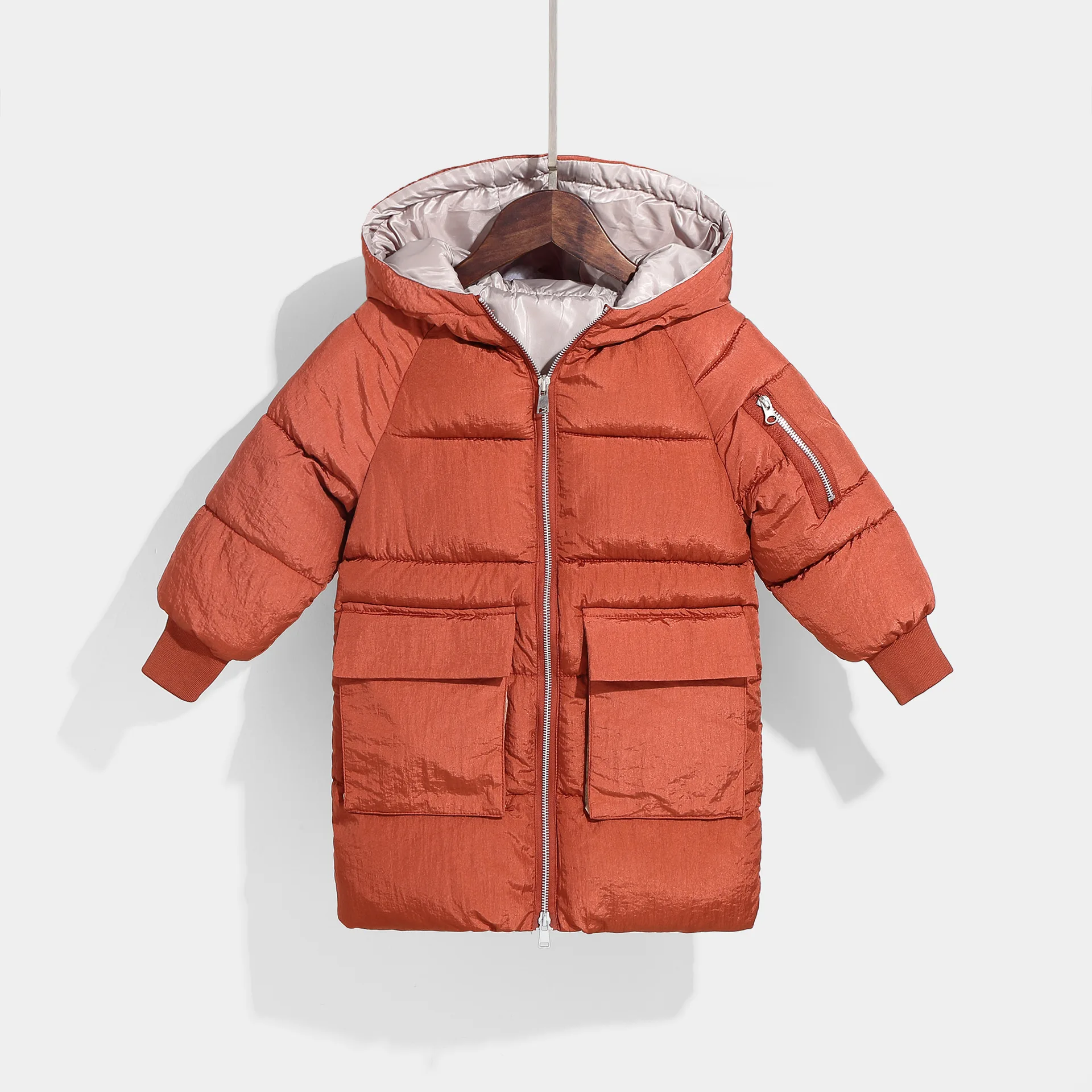 Зимняя куртка для девочек и мальчиков; зимние пальто; детская одежда; теплый длинный зимний комбинезон; детская верхняя одежда; Winterjas Jongen - Цвет: cameo brown