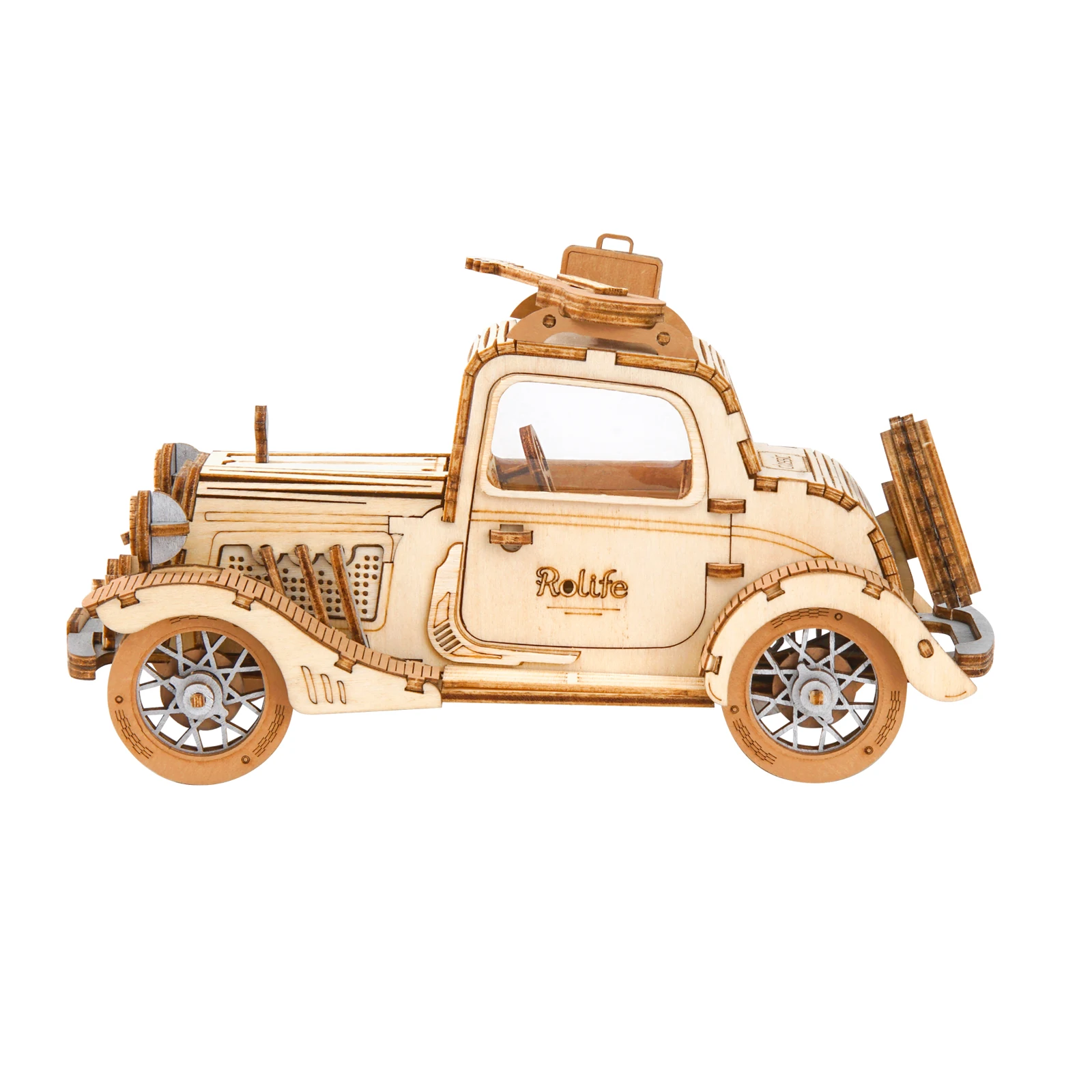 by Hands Craft Robotime Rolife Vintage Car 3D Wooden Puzzle Model 