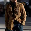 2021 new casual jacket men's pure color creative jacket single-breasted belt lapel loose comfortable top 4