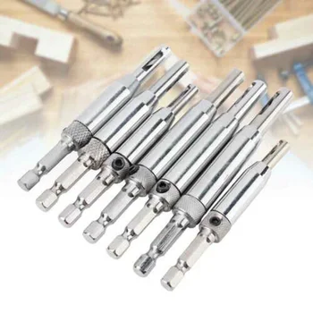 

7x Self Centering Hinge Hardware Drill Bit Set Pilot Hole Guide Door Drawer HSS