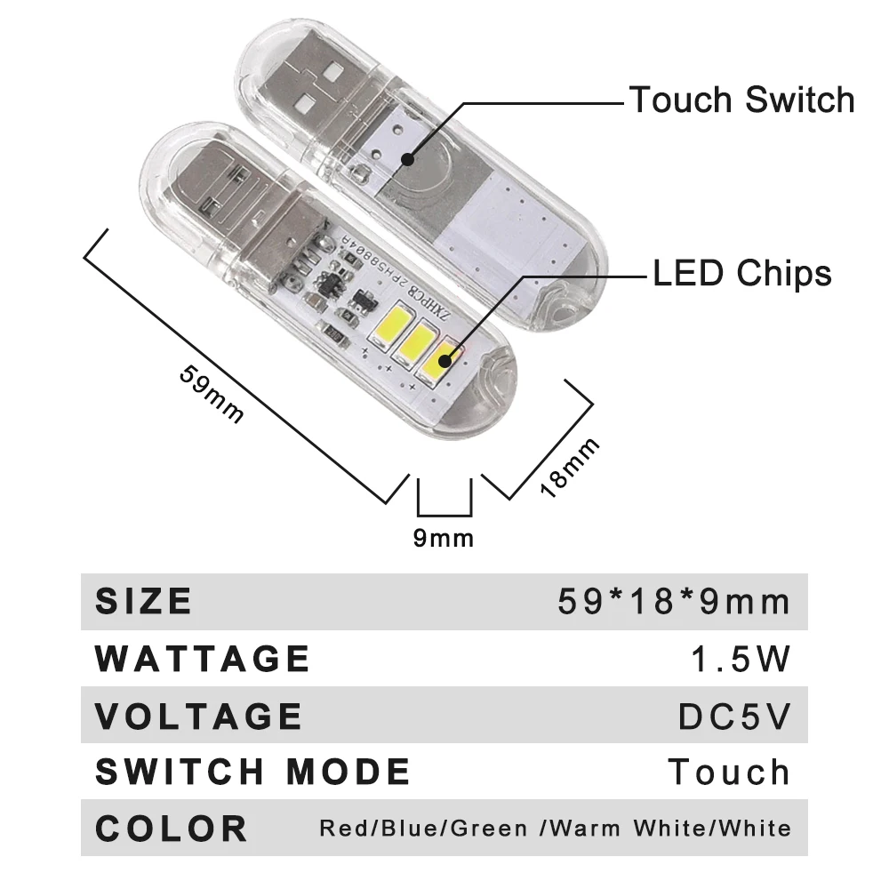 タッチスイッチ付きポータブルミニusbフレキシブルledライト,赤,青,緑,または白で利用可能,読み取りに最適,dc 5v,1.5w|ブックライト|  - AliExpress