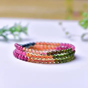 

Color tourmaline three-circle bracelet semi-transparent color moist 4.7mm3 circle weight 18.3 grams
