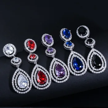 

Hot Sale Fashion High Quality Water Earrings For Women Super Flash Beautiful Crystal Earrings Jewelry Anti Allergy