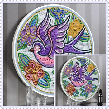 

Round frame diamond painting tassel painting mural full part animal bird owl landscape diamond mosaic with frame