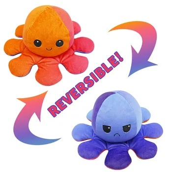 

Reversible Plush Octopus Doll Toys Double-Sided Angry Flip Smile Soft Cute Octopus Toy Kids Gift Stuffed Plush Doll Moods