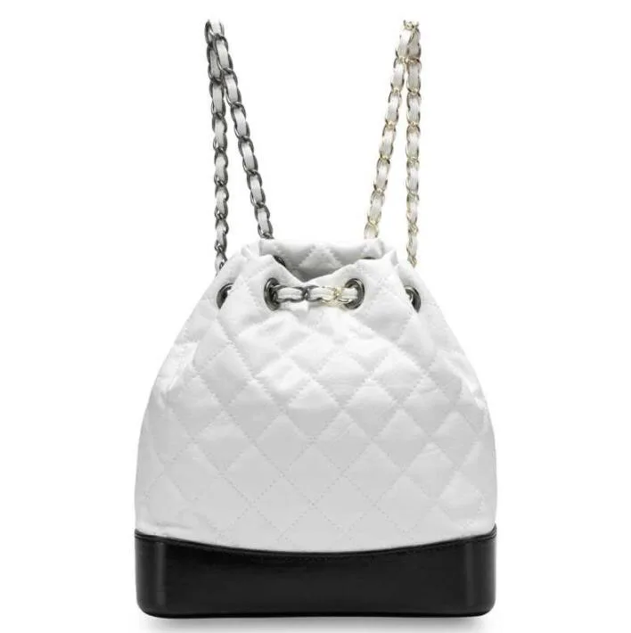 Женский рюкзак из натуральной кожи, маленькая сумка через плечо, серебряная сумка на цепочке, школьные сумки для подростков, дизайнерский женский рюкзак - Цвет: Logo white
