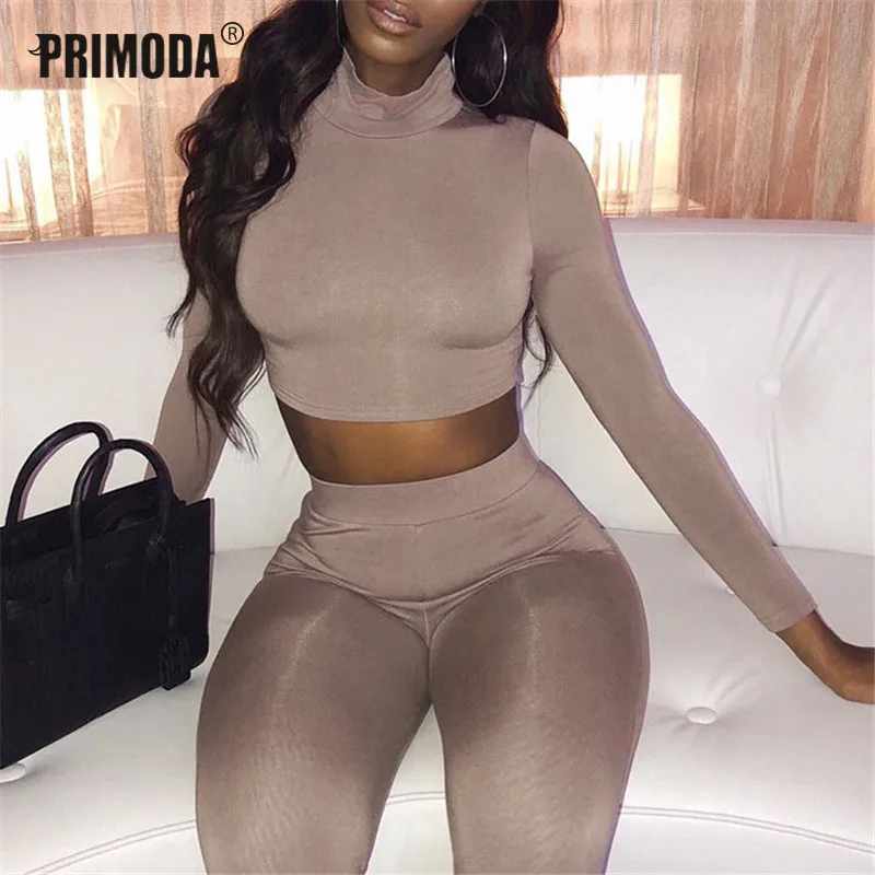 

Autumn Winter Two 2 Piece Sets Long Sleeve Crop Tops Skinny Pants Sportsuits Bodycon Outfits Women Sets Sexy Tracksuits PR454G