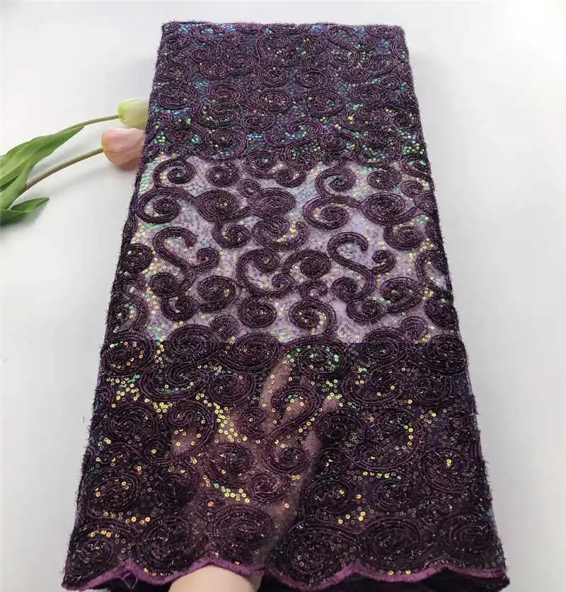 as picture Factory offers2019latest Organza lace fabric Best quality Sequins lace tulle lace fabric for African party Dresses Winn919j - Цвет: as picture