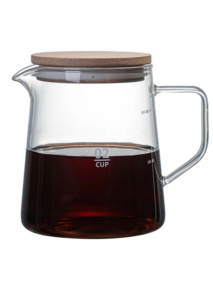 500ml/300ml Heat Resistant Glass Coffee Pot With Lid Household Coffee Jug Milk Juice Holder
