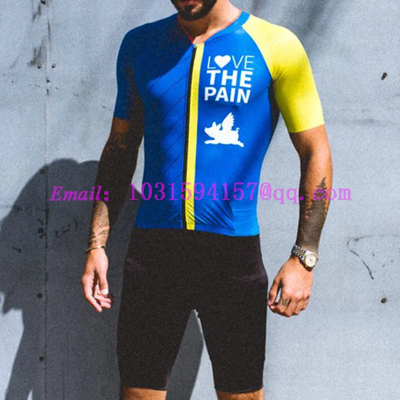 skinsuits Люблю боль Велосипеды скафандр Пользовательские Триатлон велосипедная форма speedsuit велосипед tri костюм тела Одежда цельный костюм типа комбинезона triatlon - Цвет: skinsuits