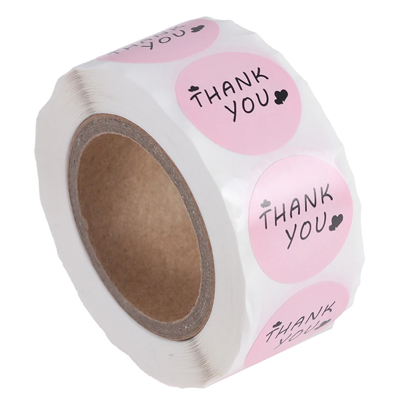 500pcs Pink Paper Label Stickers Gold Thank You Sticker Scrapbooking For Wedding Gift Card Business Packaging Stationery | Дом и сад