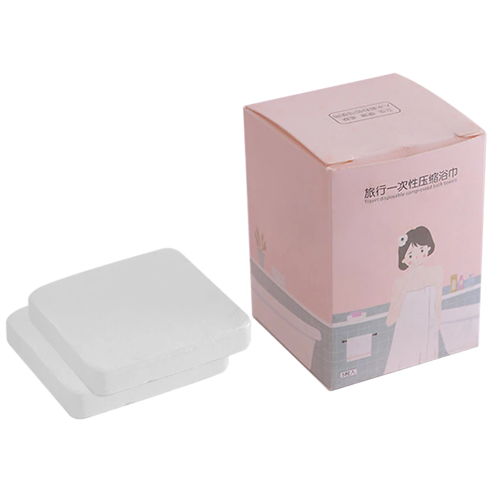 

5 PCS Compressed Bath Towel Cotton Disposable Bath Towel Tablets Portable Washcloth for Outdoor Travelling Camping Hiking