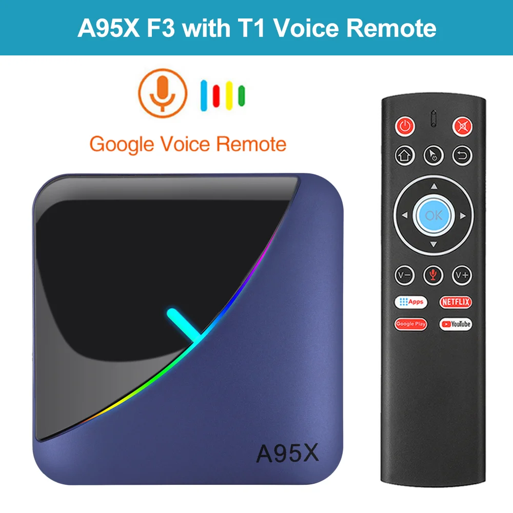 Цветная(RGB) светильник Amlogic S905X3 Смарт ТВ коробка Android 9,0 4 Гб Оперативная память 64 Гб Встроенная память A95X F3 Max Поддержка 8K из нержавеющей стали гибкий Media Player OTA двухъядерный процессор Wi-Fi 2/16G