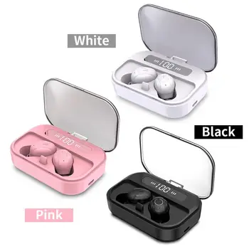 

Wireless Bluetooth Headphone Mini Invisible Earphones LED Power Digital Display TWS Calls To Answer