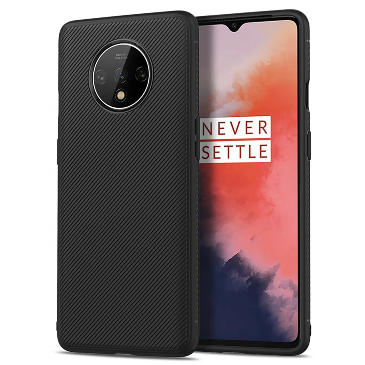 Для Oneplus 7t чехол с силиконовой текстурой из углеродного волокна тонкий матовый мягкий ТПУ чехол для One Plus 7T Oneplus 7 7 Pro чехол противоударный чехол - Цвет: Черный