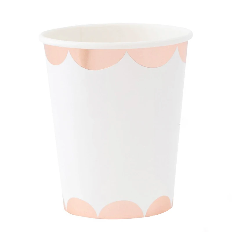 8pcs Gold wave cup Вечерние одноразовые столовые приборы цвета розового золота, чашки шампанского, воздушные шары, украшения для дня рождения, вечерние принадлежности для малышей - Цвет: 8pcs Gold wave cup