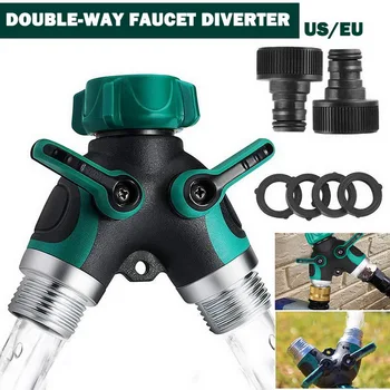 

2 way tap water Splitter garden tap Irrigation valve Hose Pipe Quick connector adapter 1pcs