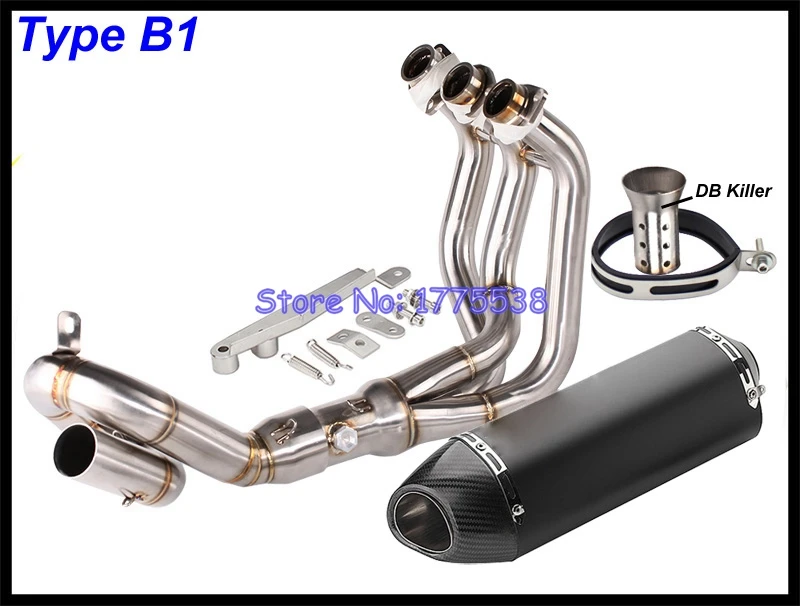 MT09 MT-09 FZ09 FZ-09 XSR900 полный глушитель выхлопной трубы мотоцикла Системы заголовок Передняя Труба для MT09 FZ09- XSR900 - Цвет: B1