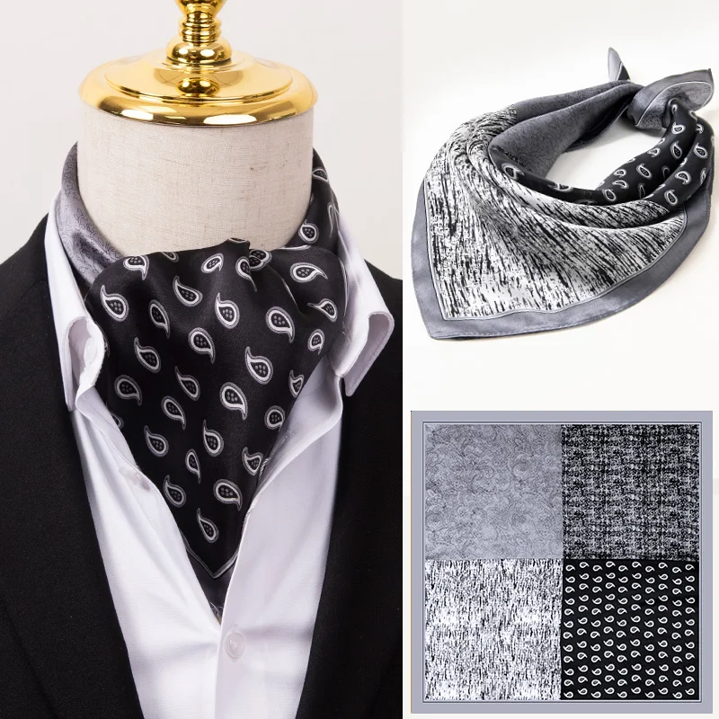 Foulard Quadrato Uomo In Seta Similata 53x53cm – Stile Britannico Vintage Con Motivo Paisley – Sciarpa Unisex Multicolore - 2