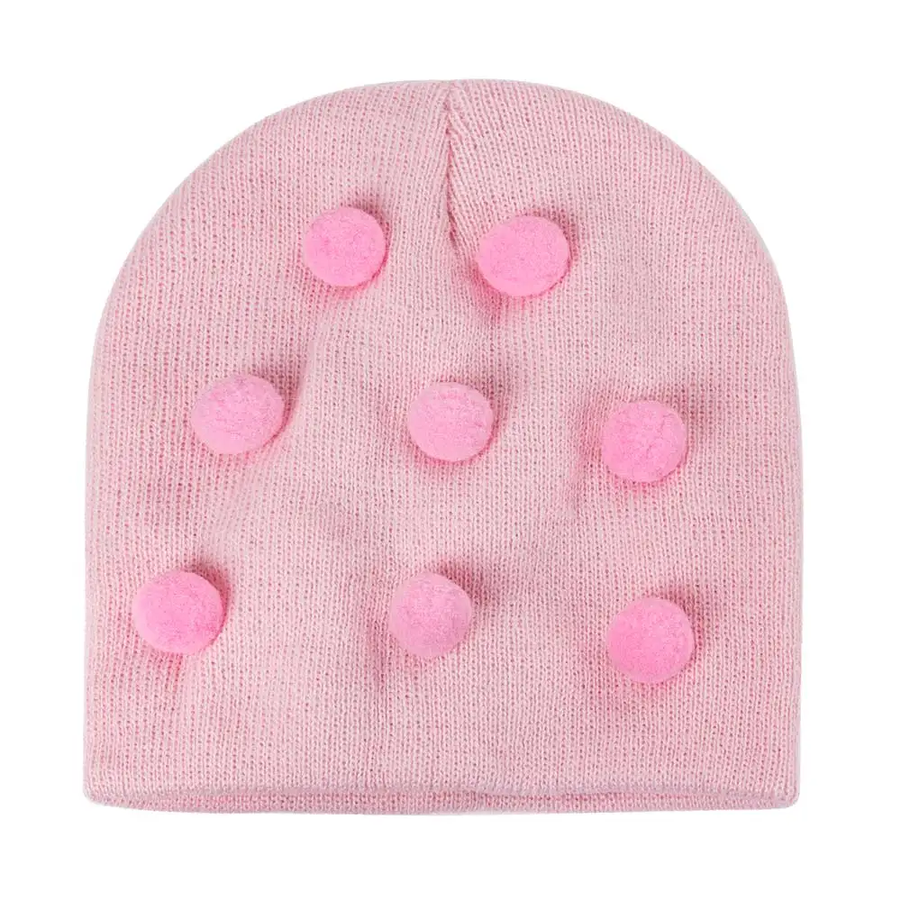 MOLIXINYU/зимняя детская шапка для девочек и мальчиков с милым помпоном; однотонные Детские шапочки; Вязаная хлопковая теплая уличная детская шапка - Цвет: a10