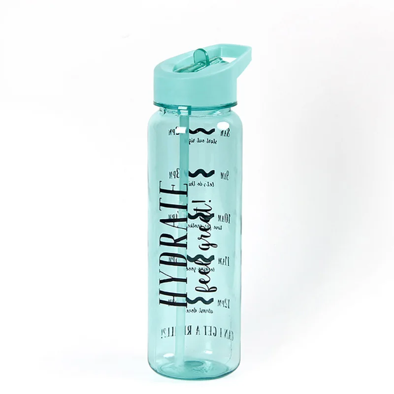 

LHX 750ml Plastic Sports Water Bottle Sport with Straw Time Handle BPA Free Bottle for Water My Drink GYM Drinkware HP1107 dd