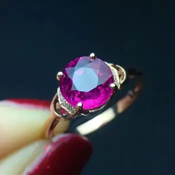 

Fine Jewelry Real Pure 18 K Gold AU750 100% Natural Red Tourmaline Gemstone 2.2ct Female Rings Brazil Origin for Women's Gift