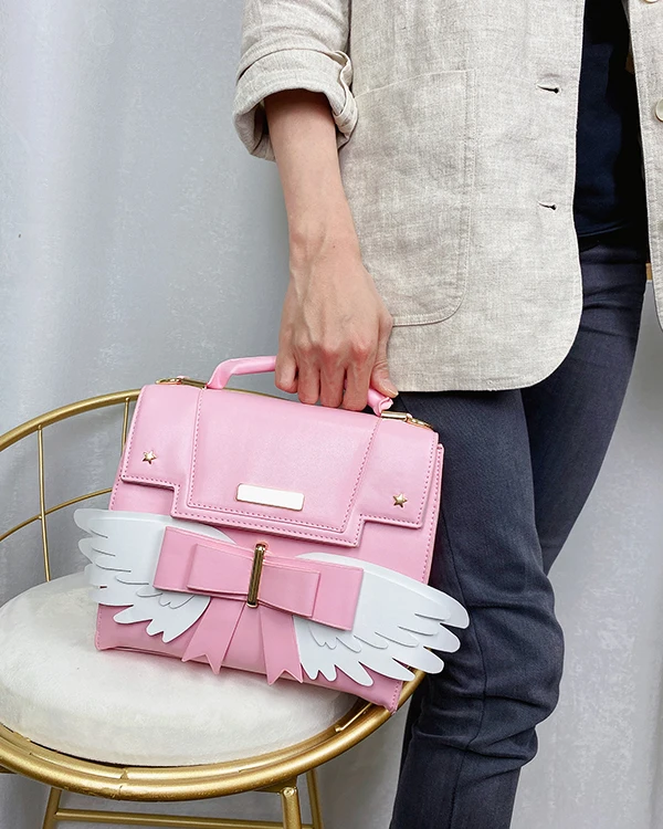Smilovely Cardcaptor Sakura Angel Wings Bow Handbag - Pink Cute Lolita Anime Cosplay Shoulder Bag
