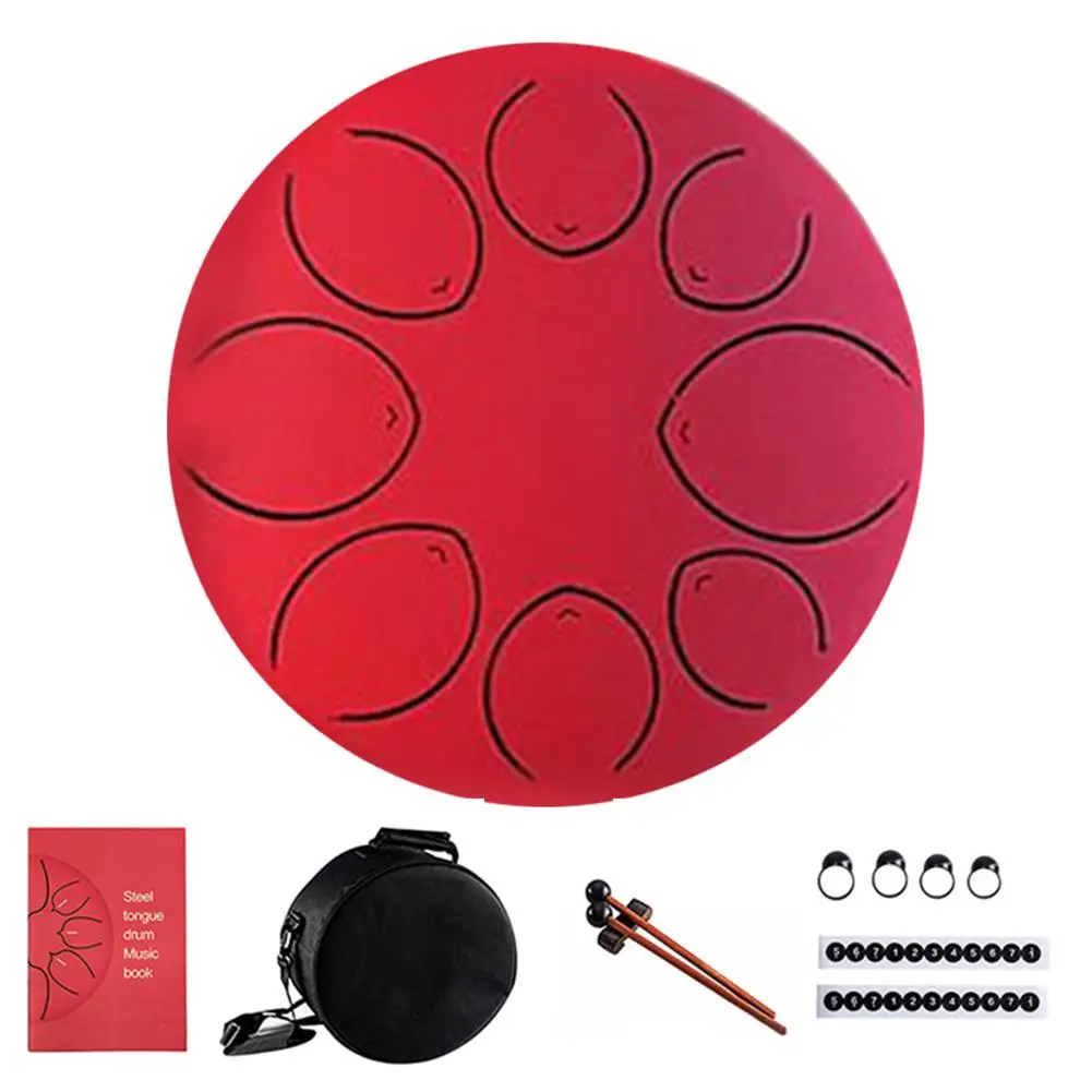 8 дюймов 8 нот тон сталь язык барабана Handpan Hangdrum Цветочный стиль с молотками музыкальная Книга сумка ударный инструмент