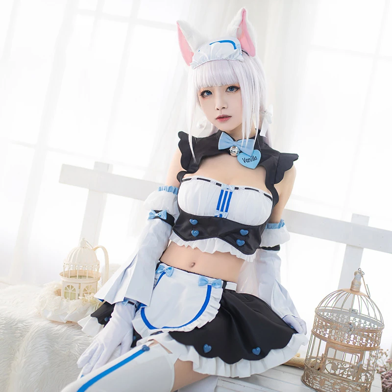 Аниме Nekopara Chocola Ванильная горничная платье Лолита косплей костюм с ушками хвост