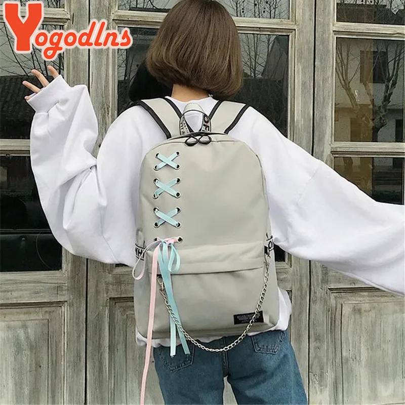 Yogodlns Tide Oxford рюкзак с цветными лентами декоры подростковые девушки школьный ранец женский большой емкости ранец