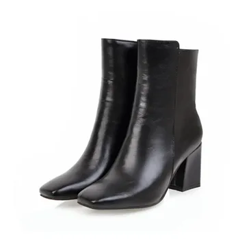 

Leather Footwear 2020 New Arrival Ankle Boots Rubber Riding Feminine Shoes Women's High Heels Booties