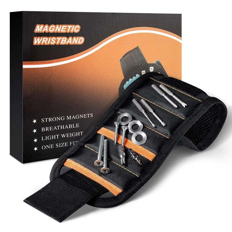 Magnetic-Wristband-Tool-Storage Nails Two-Pockets Drill-Bits-Tool-Kit Screws Powerful