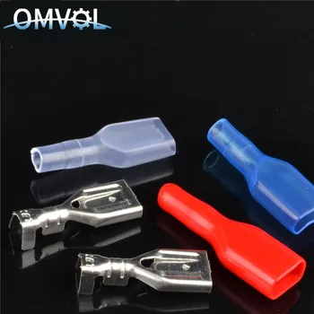 

100PCS 6.3 Crimp Terminal 50 Female Spade Connector + 50cover