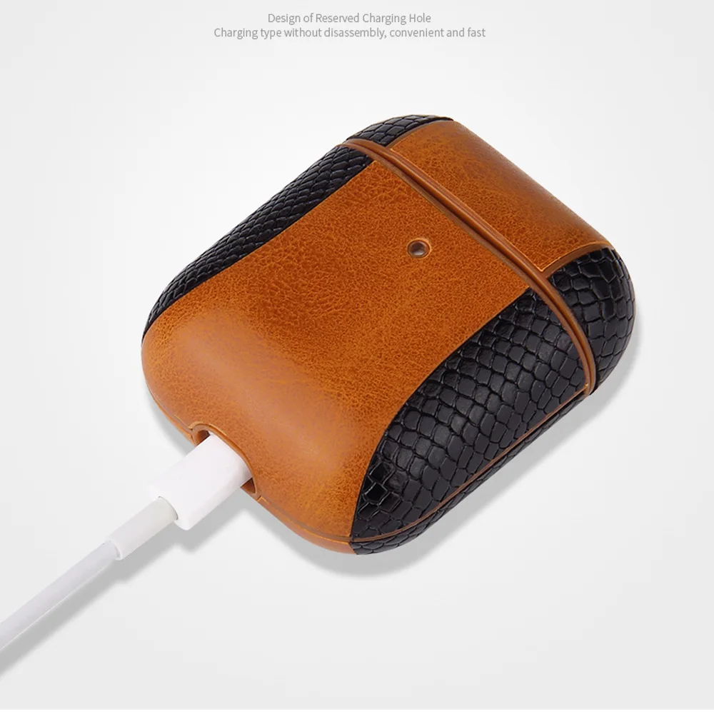 Ретро Роскошный кожаный чехол для Apple Airpods 2 Кожаные чехлы с кнопками два цвета винтажные Кожаные Защитные дропшиппинг