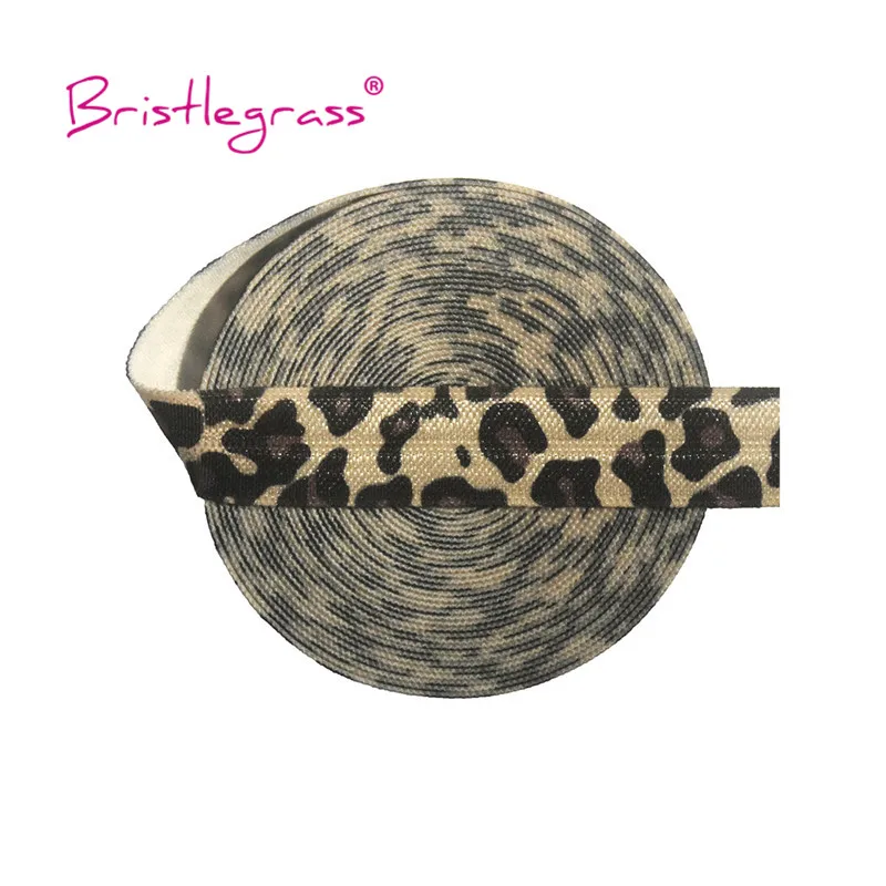 BRISTLEGRASS 2 5 Yard 5/8&quot 15mm Nude Leopard Print FOE Fold Over Elastics Spandex Satin Band Hair Tie Headband Tutu Dress Sewing | Дом и