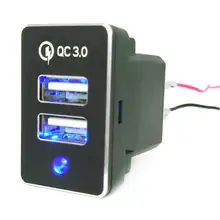 QC3.0, DC12V-24V, двойной USB, светодиодный, автомобильное зарядное устройство для быстрой зарядки, для телефона, iPad, MP3, MP4, адаптер, розетка, зарядное устройство, s