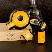 GALINER Luxury Cigar Set Travel Ashtray Holder Home Portable Butane Torch Gas Lighters With Punch Cigar Cutter Knife