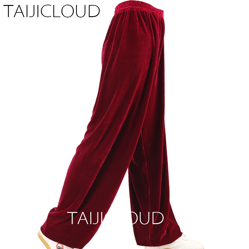 Tai Chi pants autumn and winter gold velvet thickened bloomers Tai Chi clothing men and women martial arts practice clothes